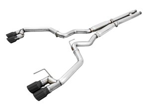 Ford Mustang Performance Exhaust - AWE Tuning - Cat Back, Track Edition, Quad Diamond Black Tips - Diamond Black - `18-`27